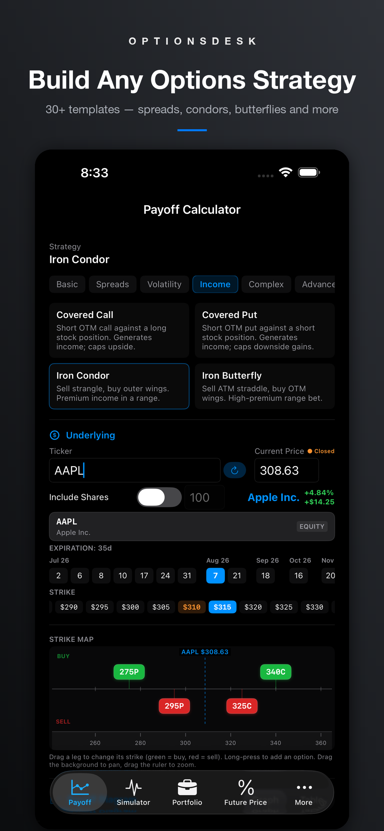 OptionsDesk iPhone — Payoff